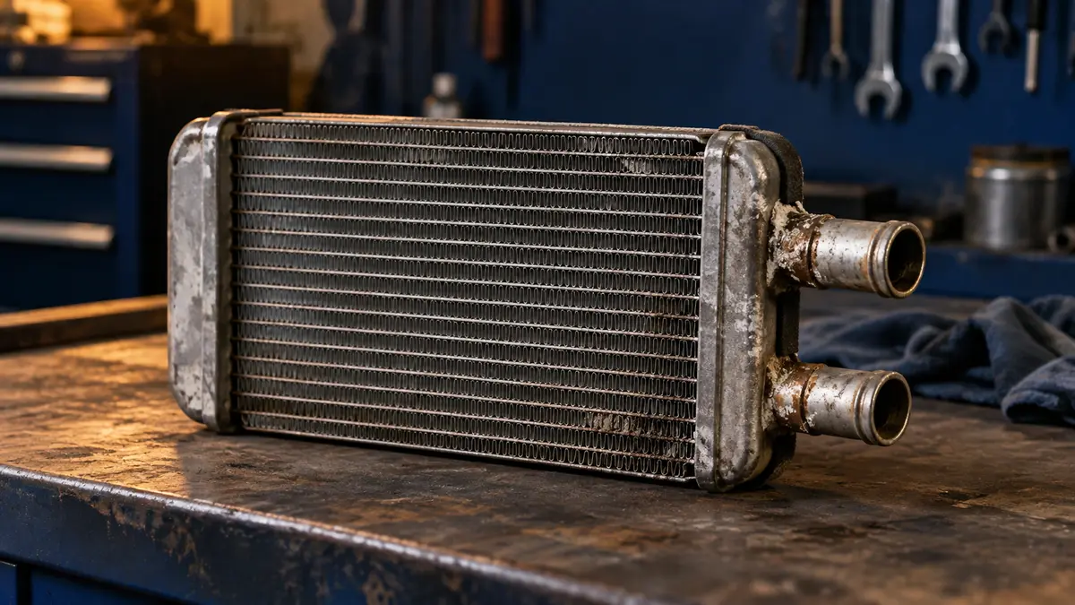 رادیاتور بخاری فرسوده با آثار رسوب و آلودگی
